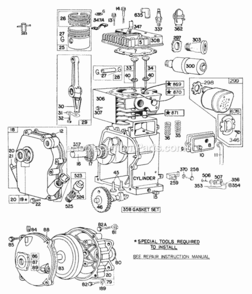 Cylinder Cover Muffler Diagram and Parts List for 060102-9400-25  Briggs and Stratton Engine